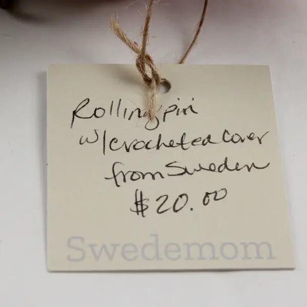 Mini Rolling Pin with Crocheted Cover with Hooks, from Sweden
