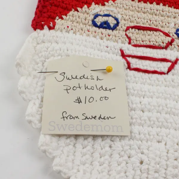 Vintage Handmade Crocheted Santa Face Pot Holder from Sweden