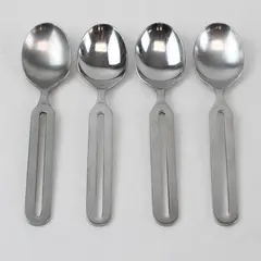 Lot of 4 Stanley Roberts Cycles Pattern SS Pierced Handle Oval Soup Spoons 7" 