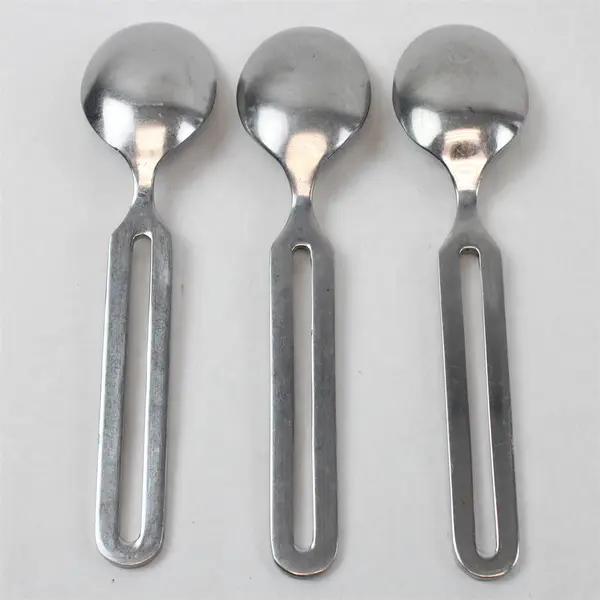 3 Stanley Roberts Cycles Pattern SS Pierced Handle Oval Soup Spoons 7" Rare HTF