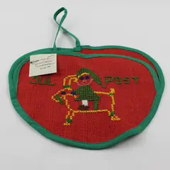 Vintage Wall Hanging Card Holder Cross Stitched 11” x 10” from Sweden