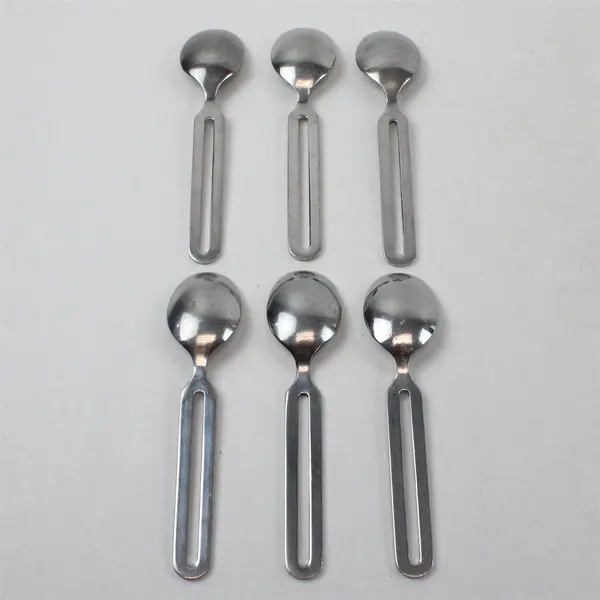 6 Stanley Roberts Cycles Pattern SS Pierced Handle Teaspoons 6.25" Rare HTF