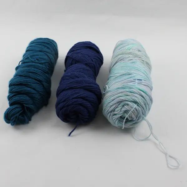 Lot of 3 Long Skeins of Blues Shades Acrylic Yarn, 10.8 Inches Long