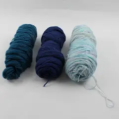 Lot of 3 Long Skeins of Blues Shades Acrylic Yarn, 10.8 Inches Long