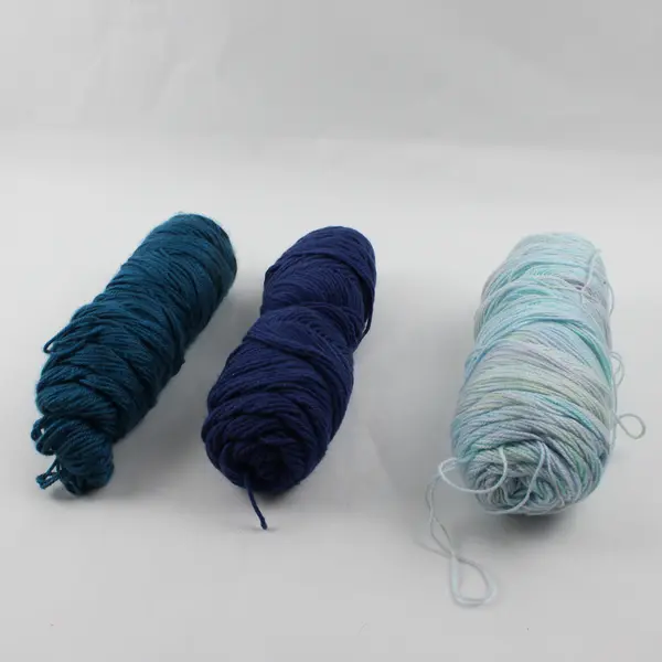 Lot of 3 Long Skeins of Blues Shades Acrylic Yarn, 10.8 Inches Long