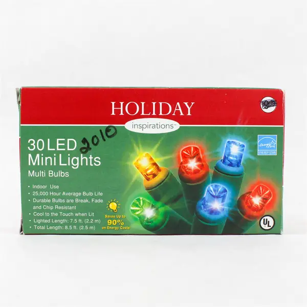 Box of 30 LED Mini Lights Multicolor Indoor 2.4 Watts, Holiday Inspirations 