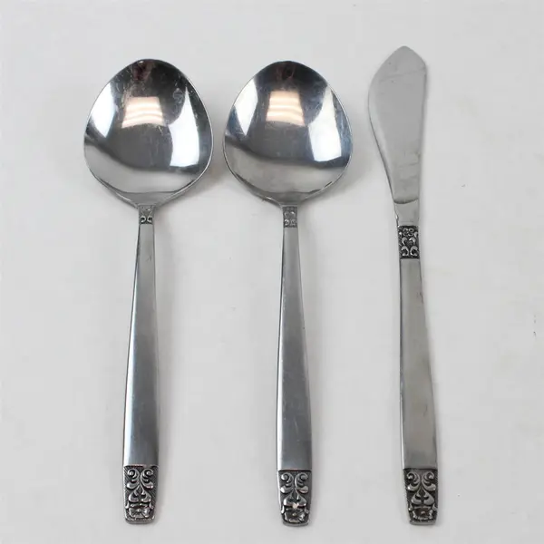 Lot of 3 Stanley Roberts Danesmore Pattern SS 2 Sugar Spoons 1 Butter Knife Rare