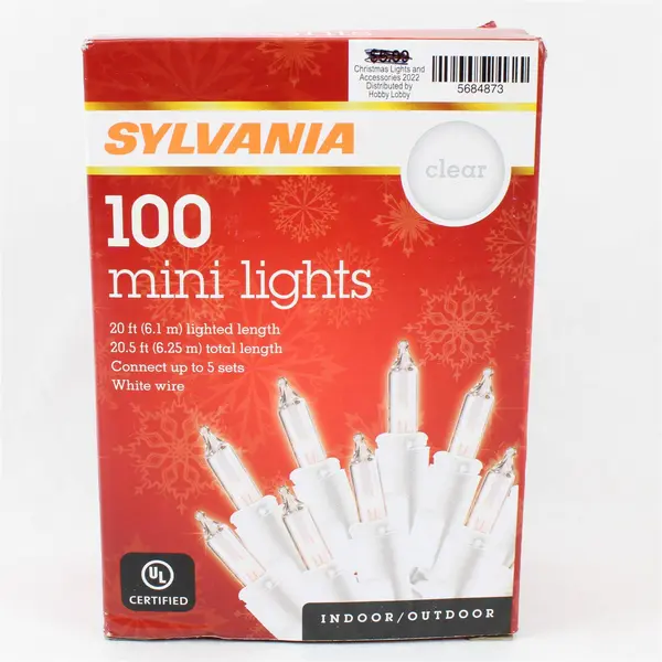 Box of 100 Mini Lights White/Clear Indoor/Outdoor, #V4008-32