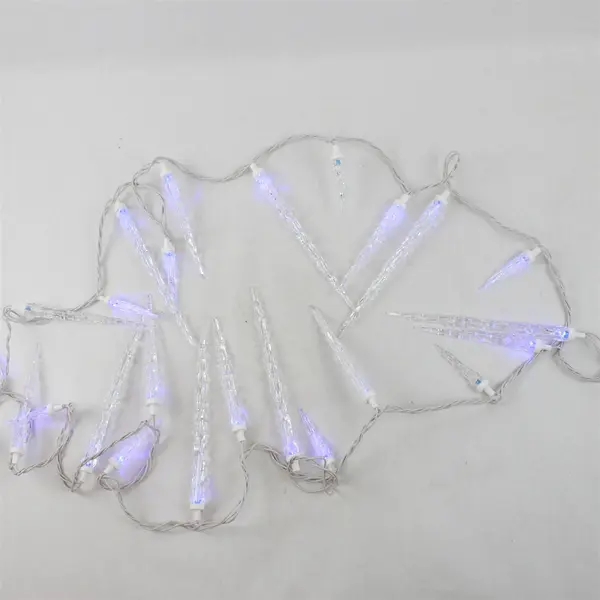 Box of 25 Holiday Time LED Blue Twinkling Icicle Lights, 12 Ft. White Wire 