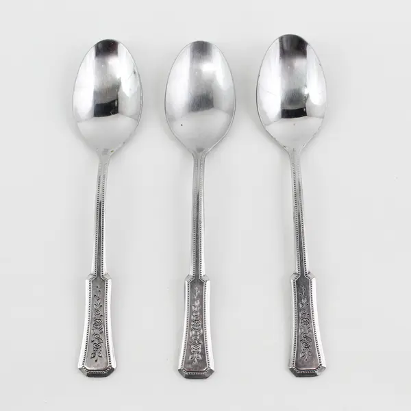Lot of 3 Stanley Roberts (Rogers Co) Landscape Pattern SS Teaspoons 6" Long Rare