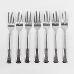 Lot of 7 Stanley Roberts (Rogers Co.) Landscape Pattern SS Forks 7.5" Long Rare