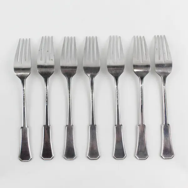 Lot of 7 Stanley Roberts (Rogers Co.) Landscape Pattern SS Forks 7.5" Long Rare