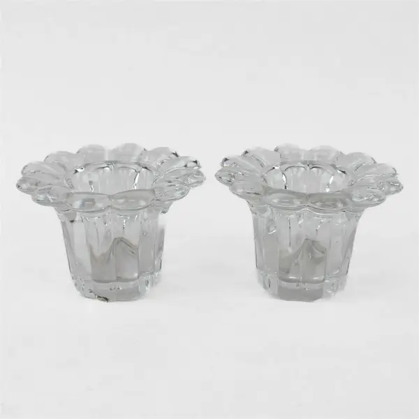 Borgonovo Candleholder Set in Box  Made in Italy Queen 2 Piece Clear Glass