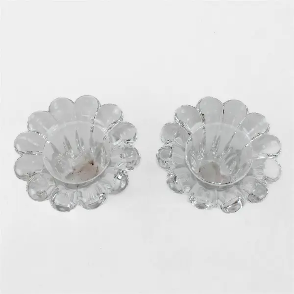 Borgonovo Candleholder Set in Box  Made in Italy Queen 2 Piece Clear Glass