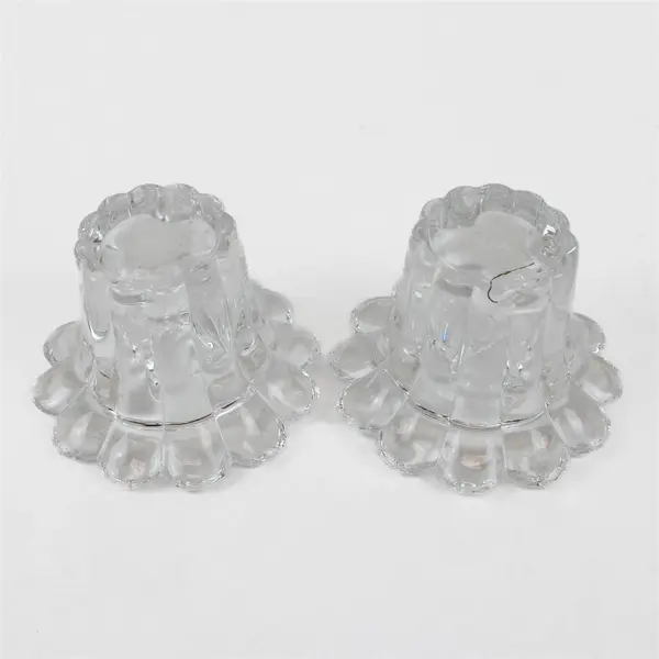 Borgonovo Candleholder Set in Box  Made in Italy Queen 2 Piece Clear Glass
