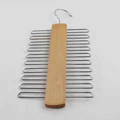 Vintage Wooden Tie Rack Hanger Metal Arms Closet Organizer