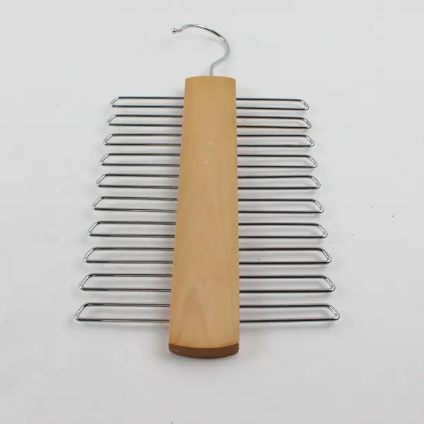 Vintage Wooden Tie Rack Hanger Metal Arms Closet Organizer