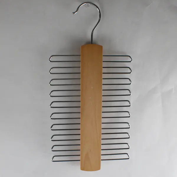 Vintage Wooden Tie Rack Hanger Metal Arms Closet Organizer