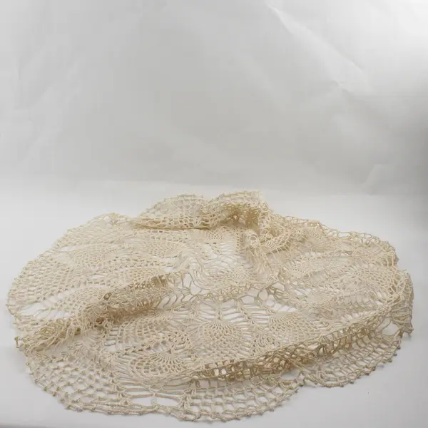 Handmade Circular Lace Table Runner Beige, 30 Inches Round 