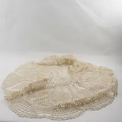 Handmade Circular Lace Table Runner Beige, 30 Inches Round 