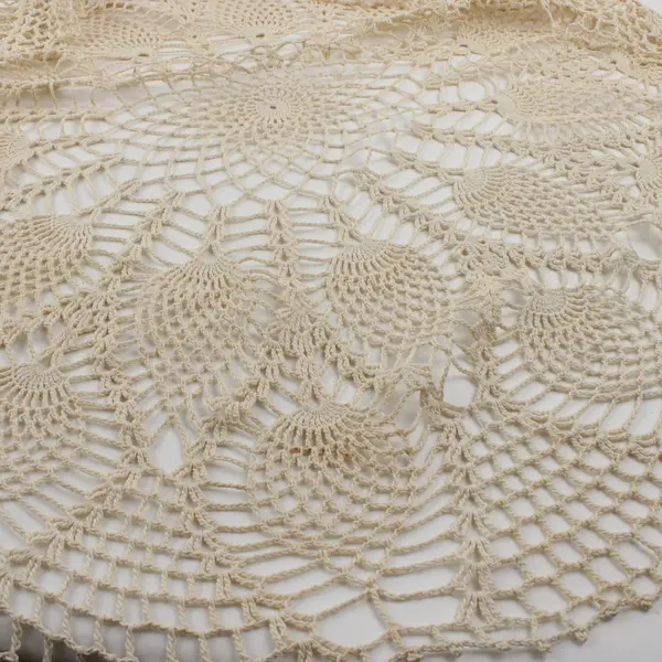 Handmade Circular Lace Table Runner Beige, 30 Inches Round 
