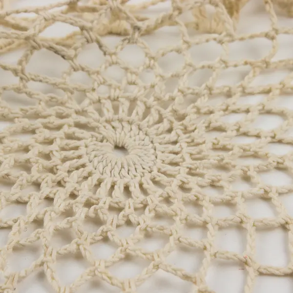 Handmade Circular Lace Table Runner Beige, 30 Inches Round 