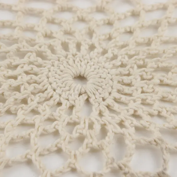 Handmade Circular Lace Table Runner Beige, 30 Inches Round 