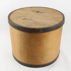 Vintage Farmhouse Circular Cheese Box Metal Rims 15.4” Diam. Sardusky Cooperage 