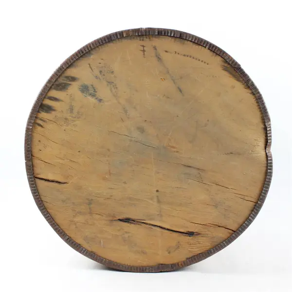 Vintage Farmhouse Circular Cheese Box Metal Rims 15.4” Diam. Sardusky Cooperage 