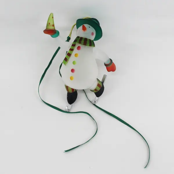 Avon 2005 Lighted 6" Skating Snowman Acrylic Hanging Christmas Ornament