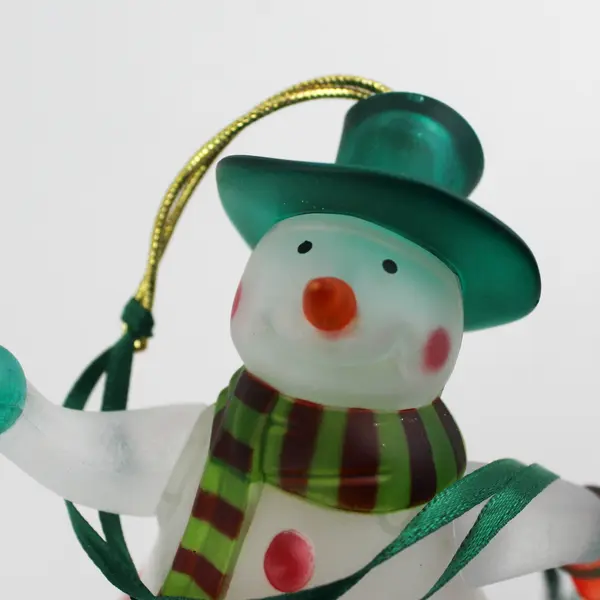 Avon 2005 Lighted 6" Skating Snowman Acrylic Hanging Christmas Ornament