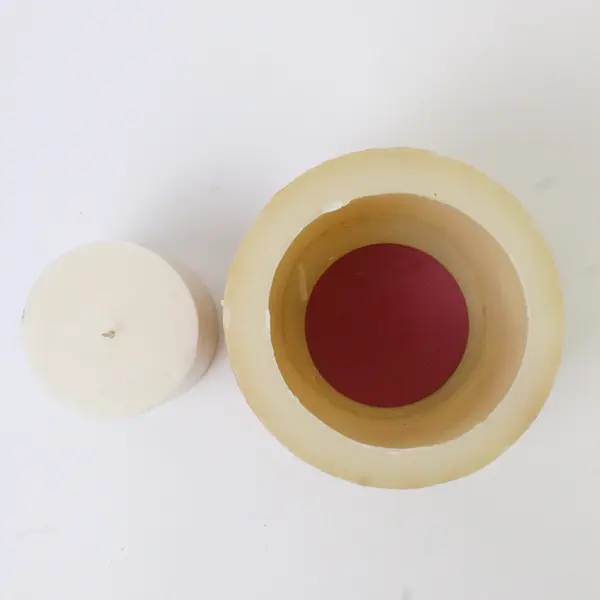 Prairie Renaissance Beige/Cream Pressed Flower Pillar Candle Holder 4.5" Tall