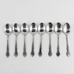 Lot of 8 Stanley Roberts (Rogers Co) Majesty Pattern Soup Spoons SS 7" Rare Pat