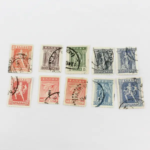Lot Of 10 Greece Mixed Stamps Used 1910s 1930s Hermes Iris Myths