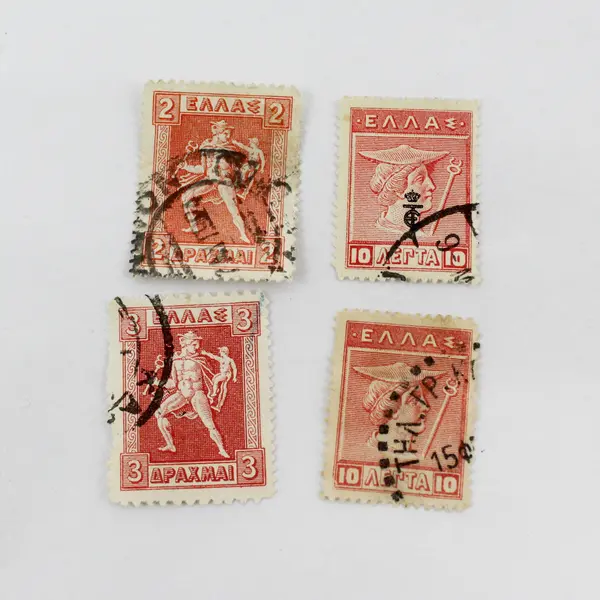 Lot Of 10 Greece Mixed Stamps Used 1910s 1930s Hermes Iris Myths