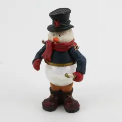 Snowman Figurine Poseable Arms Black Top Hat Holiday Collectible