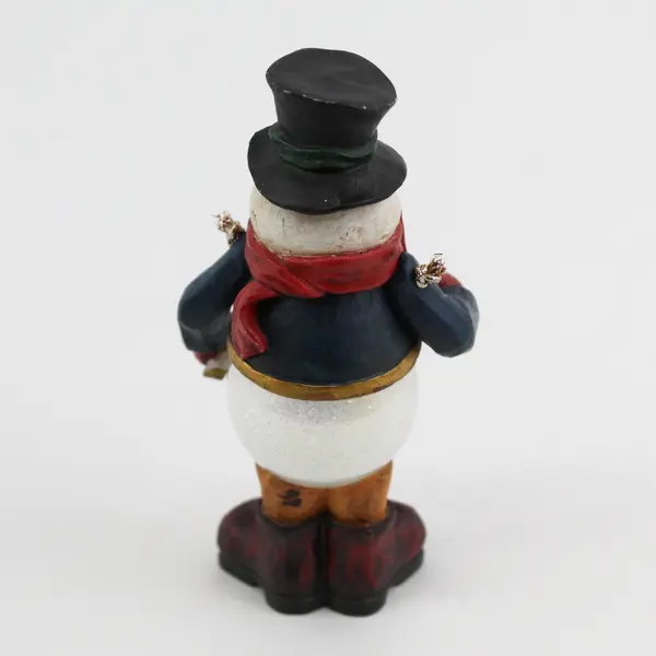 Snowman Figurine Poseable Arms Black Top Hat Holiday Collectible