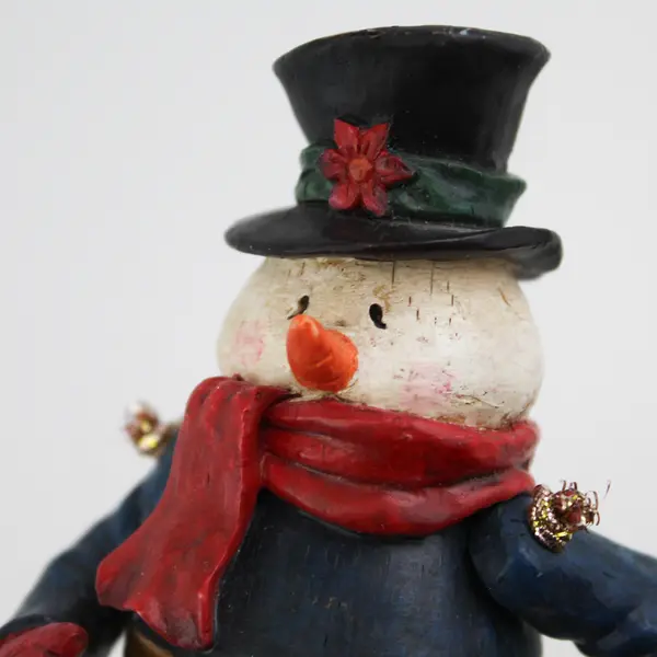 Snowman Figurine Poseable Arms Black Top Hat Holiday Collectible