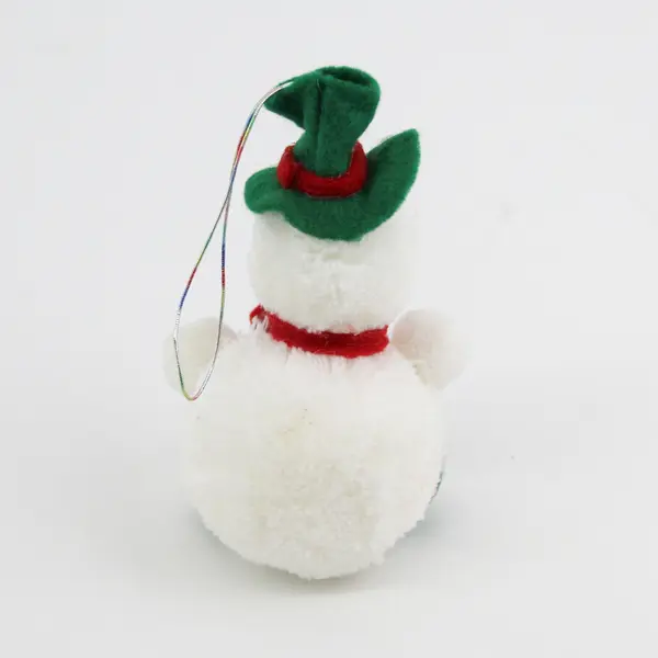 Vintage Yarn Plush Snowman Ornament Handcrafted 4in Holiday Collectible