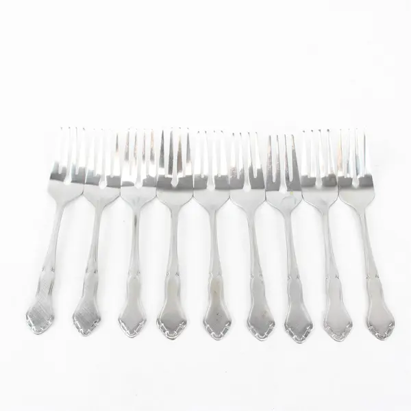 9 Stanley Roberts (Rogers Co) Majesty Pattern Salad Forks SS 7" Rare HTF