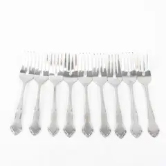 9 Stanley Roberts (Rogers Co) Majesty Pattern Salad Forks SS 7" Rare HTF
