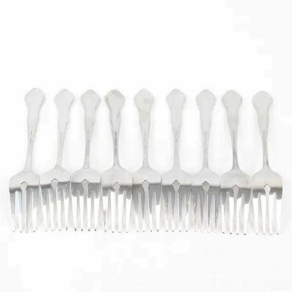 9 Stanley Roberts (Rogers Co) Majesty Pattern Salad Forks SS 7" Rare HTF