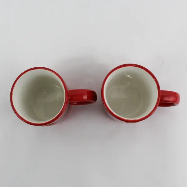 Set of 2 Red Santa Suit Ceramic Coffee Mugs with Belt Holiday