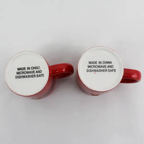 Set of 2 Red Santa Suit Ceramic Coffee Mugs with Belt Holiday