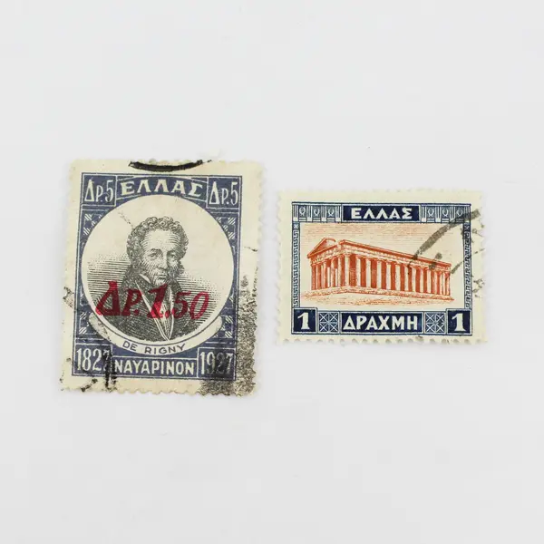 Lot Of 4 Greece Mixed Stamps Used 1920s Soldier Admiral Parthenon 