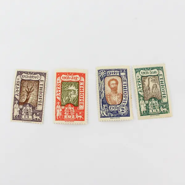 Lot Of 9 Ethiopia Mixed Stamps Mint Hinged Early 1900s Wildlife Selassie