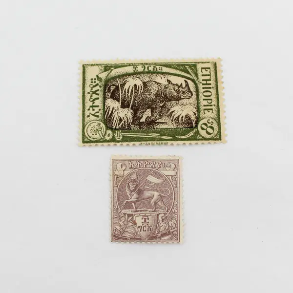 Lot Of 9 Ethiopia Mixed Stamps Mint Hinged Early 1900s Wildlife Selassie