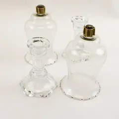 Set Of 2 Unbranded Clear Glass Pedestal Candle Holders Votive/Taper 9" Tall