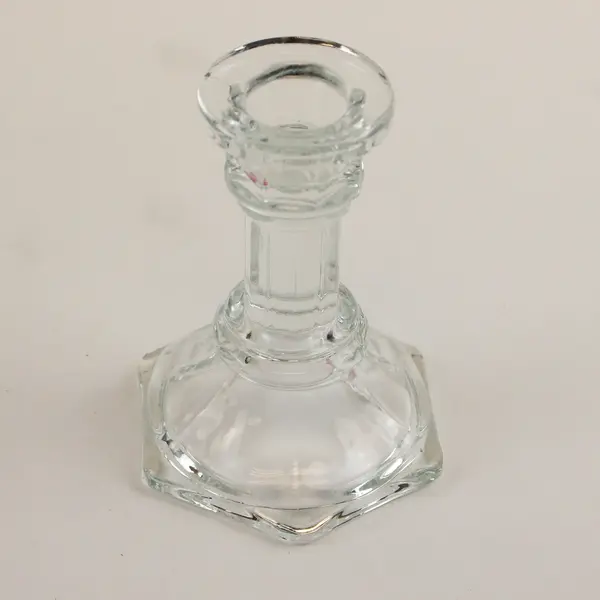 Set Of 2 Unbranded Clear Glass Pedestal Candle Holders Votive/Taper 9" Tall