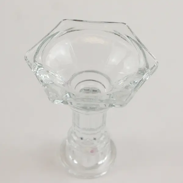 Set Of 2 Unbranded Clear Glass Pedestal Candle Holders Votive/Taper 9" Tall